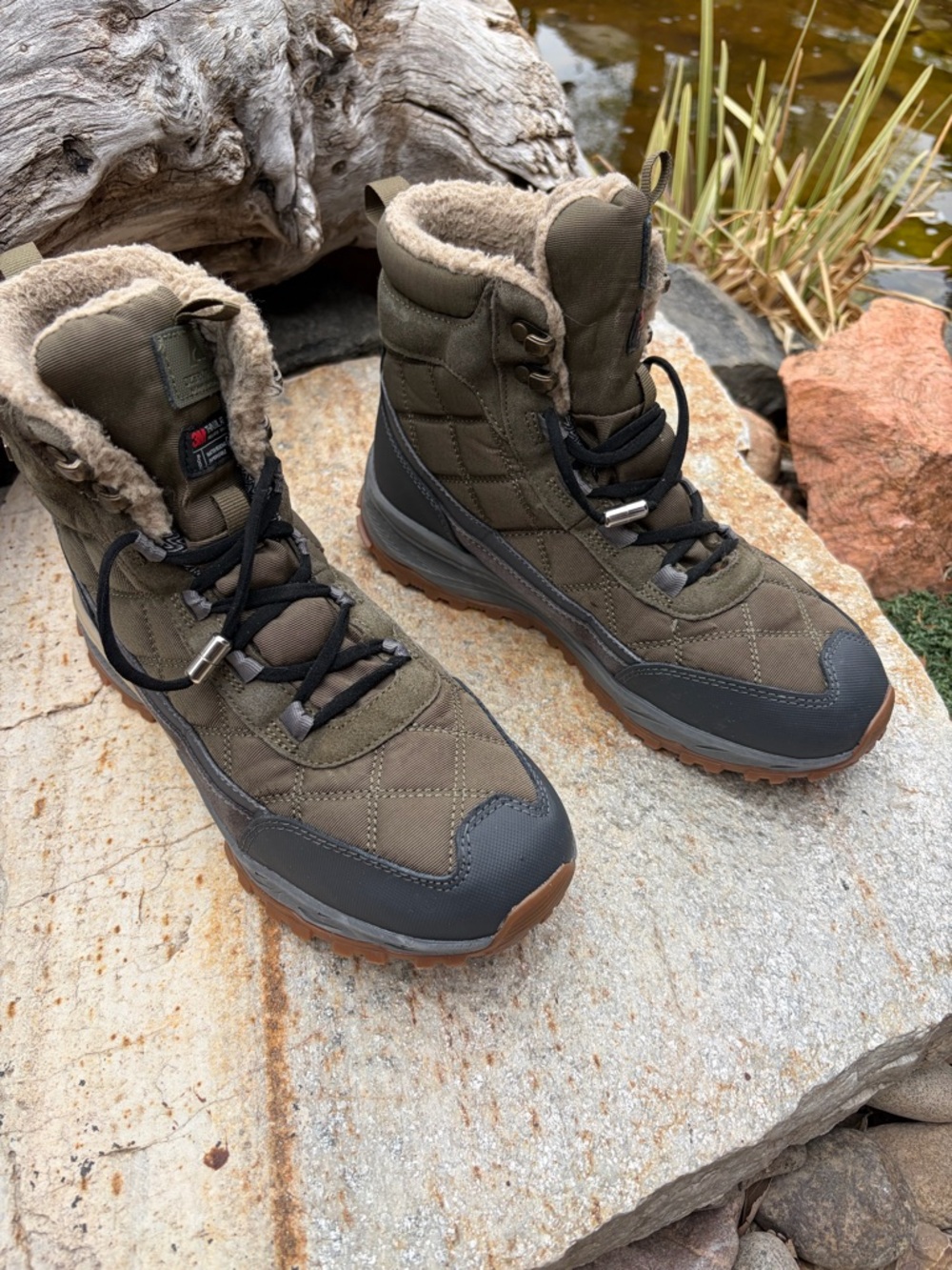 Ozark Trail Womens 8 Insulated Winter Snow Boots Brown Lace Up Hiking - Picture 4 of 8